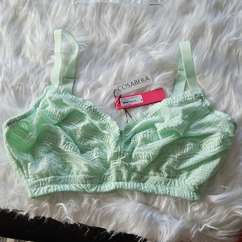 NWT Cosabella Lagoon Mint Green Lace Bralette Size Curvy Medium